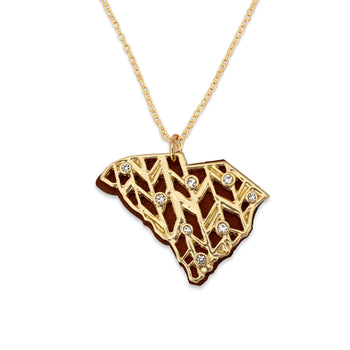 From The Heart - State of South Carolina Gold and Brown Necklace