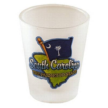 South Carolina Shotglass Frosted Map & Flag