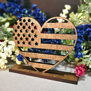 BD Lasers INC. - American Flag Tiered Tray Sign Fourth of July USA Home Decor