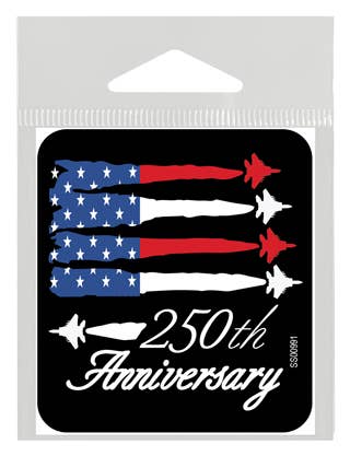 USA Anniversary - Military jets as US flag small vinyl sticker