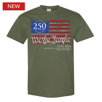 250 YEAR USA BIRTHDAY WE THE PEOPLE ADULT ARMY GREEN T-SHIRT
