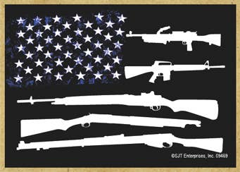 American Flag Made of Guns Wood Magnet