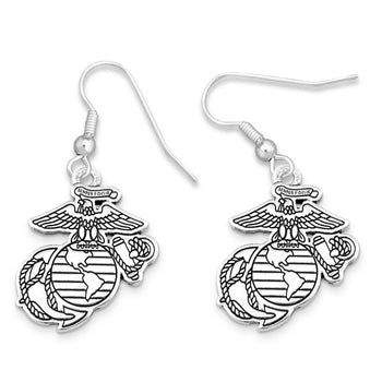 From The Heart - U.S. Marines Silver Logo Earrings