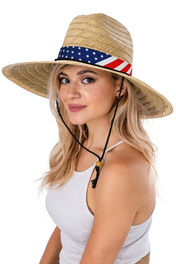 American Flag Straw Hat