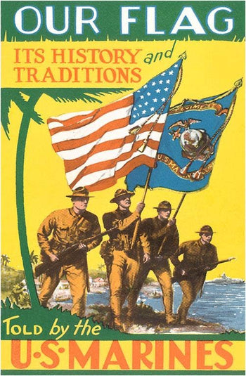 Postcard USMC Color Guard Yellow