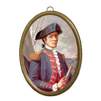 John Paul Jones Print in Antiqued Beaded Brass Frame
